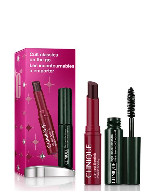 Clinique Set Maquillaje Bálsamo labial & máscara de pestañas Cult Classics on the Go: High Impact + Black Honey Holiday