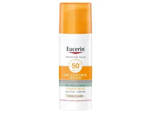 Crema facial Eucerin con color y protección solar tono claro FPS 50 - 50 ml